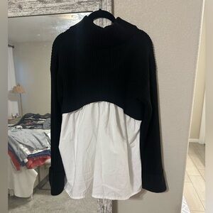 Maeve Black and White Cowl Neck Sweater